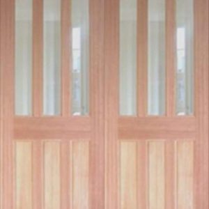 Hardwood Barnbrough with Clear Bevelled Glass - Rebated Pair - Unfinished - DF